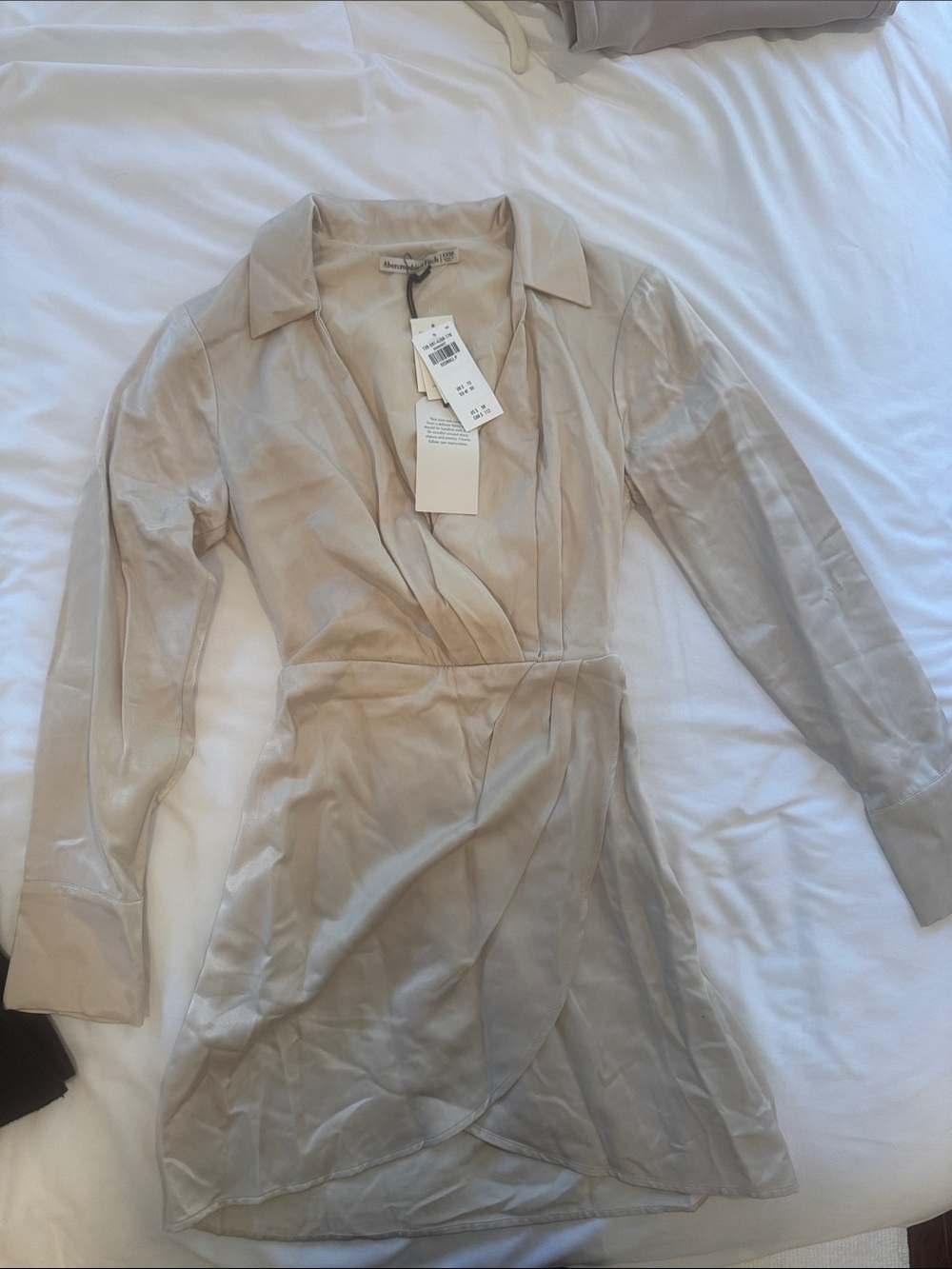 Abercrombie & Fitch Cream Satin Mini Dress